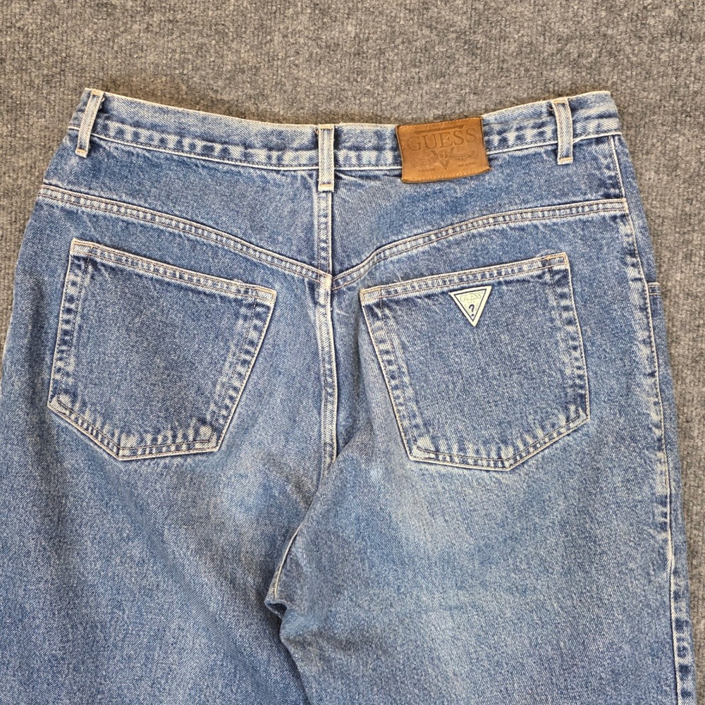 Guess Jeans Pascal Mens 34X30 Blue Vintage Loose Fit Tapered Leg Denim USA Y2K